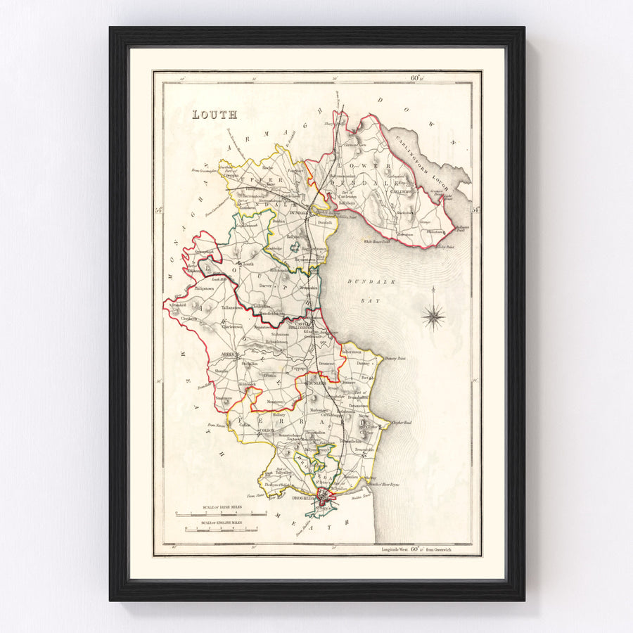 Louth County Ireland Vintage Map 1846