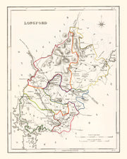 Vintage Map of Longford County Ireland, 1846