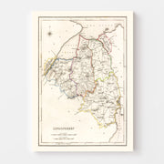 Vintage Map of Londonderry County Ireland, 1846