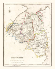 Vintage Map of Londonderry County Ireland, 1846