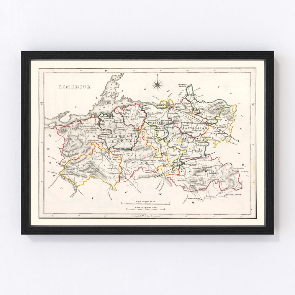 Limerick County Ireland Vintage Map 1846
