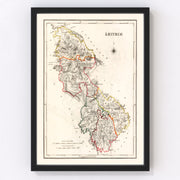 Leitrim County Ireland Vintage Map 1846