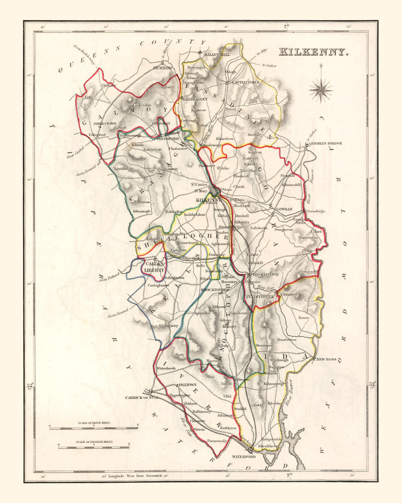 Size comparison using Vintage Map of Kilkenny County Ireland, 1846