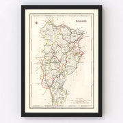 Kildare County Ireland Vintage Map 1846