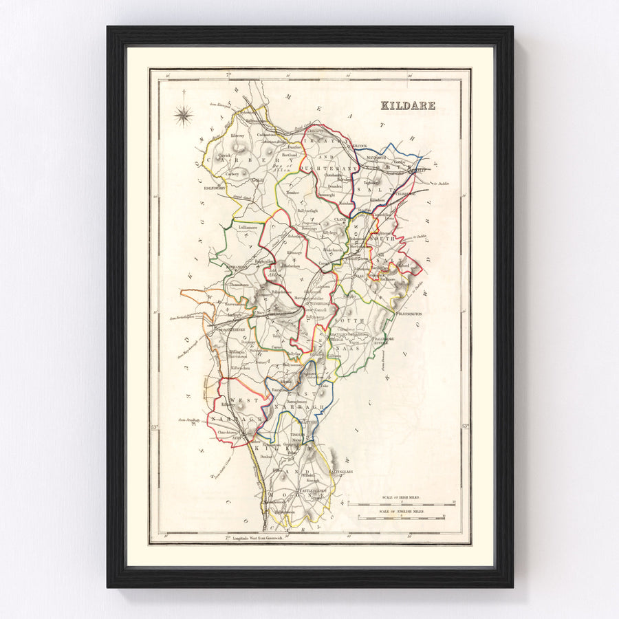 Kildare County Ireland Vintage Map 1846