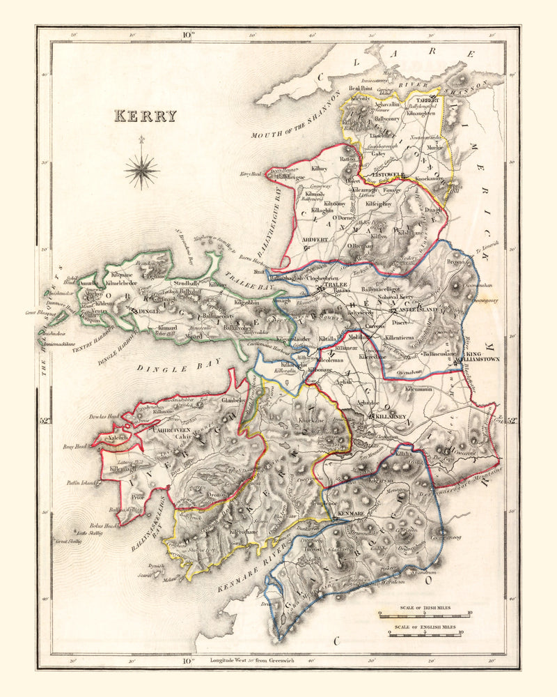 Size comparison using Vintage Map of Kerry County Ireland, 1846