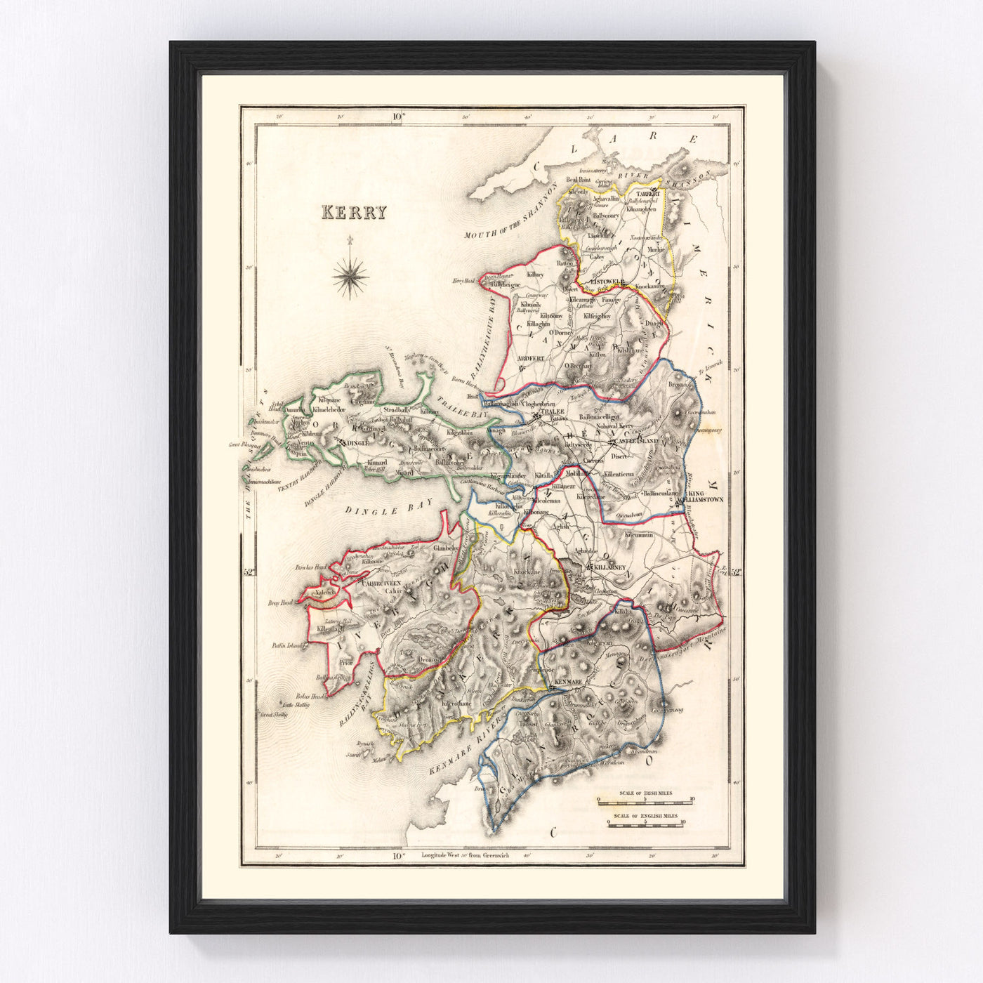 Kerry County Ireland Vintage Map 1846