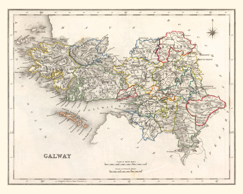 Size comparison using Vintage Map of Galway County Ireland, 1846