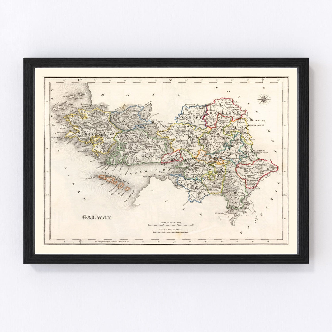 Galway County Ireland Vintage Map 1846