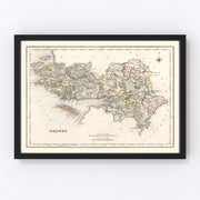 Galway County Ireland Vintage Map 1846