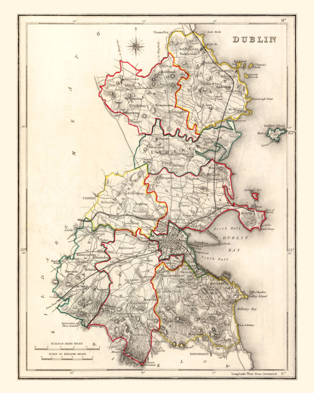 Preview of Vintage Map of Dublin County Ireland, 1846
