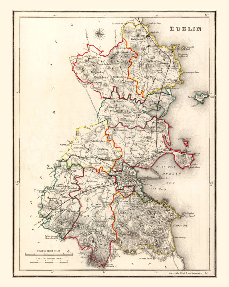 Size comparison using Vintage Map of Dublin County Ireland, 1846