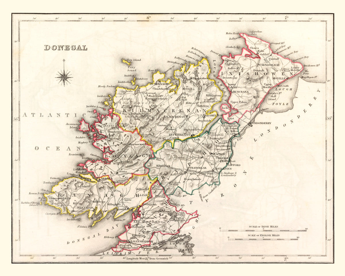 Preview of Vintage Map of Donegal County Ireland, 1846