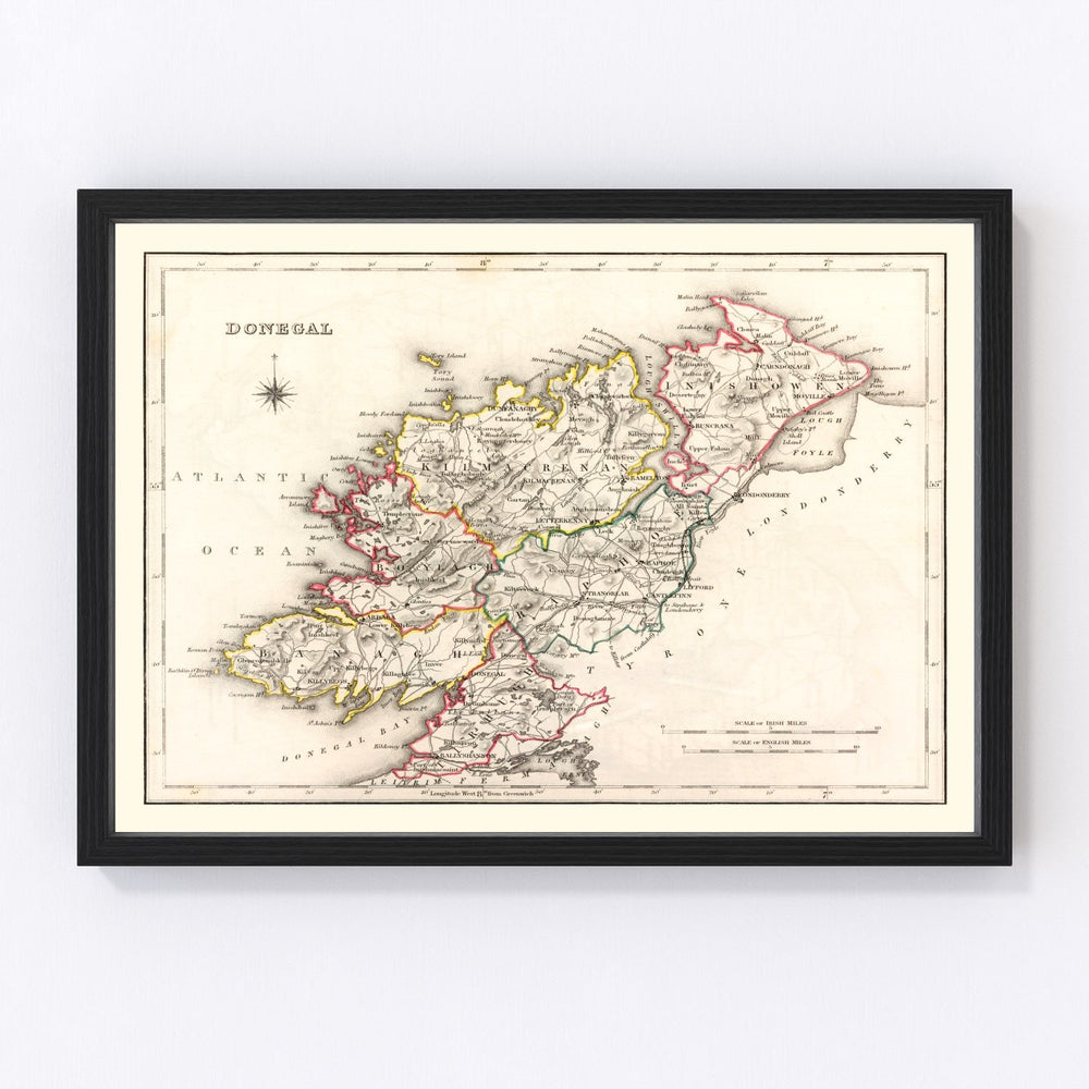 Donegal County Ireland Vintage Map 1846