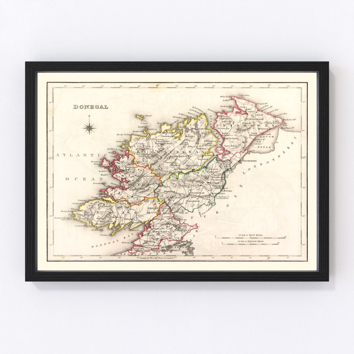 Donegal County Ireland Vintage Map 1846