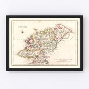 Donegal County Ireland Vintage Map 1846