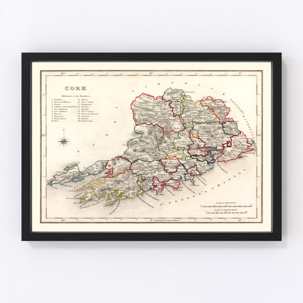 Cork County Ireland Vintage Map 1846