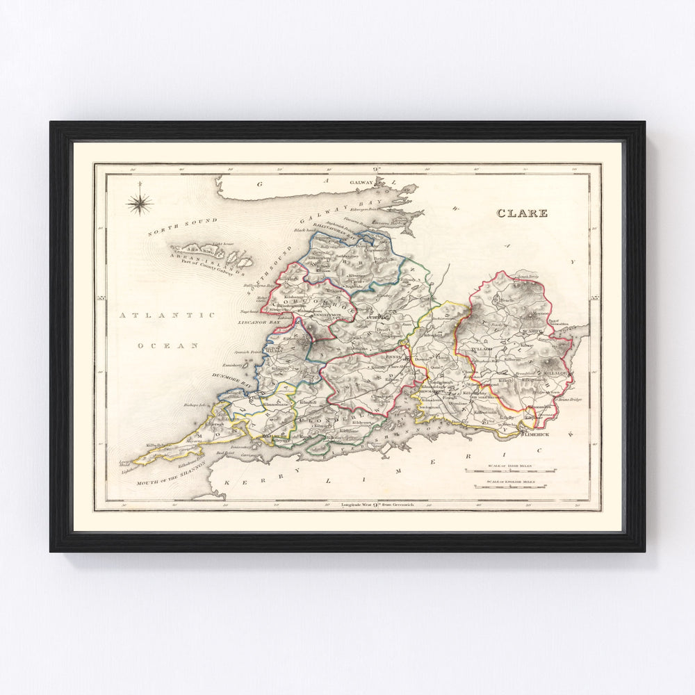 Clare County Ireland Vintage Map 1846