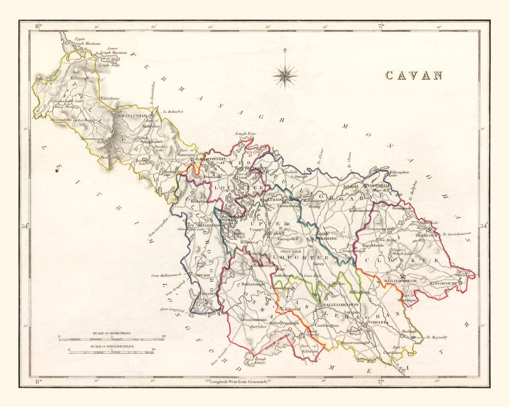 Vintage Map of Cavan County Ireland, 1846 print style example