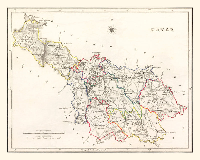 Size comparison using Vintage Map of Cavan County Ireland, 1846