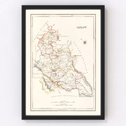 Carlow County Ireland Vintage Map 1846