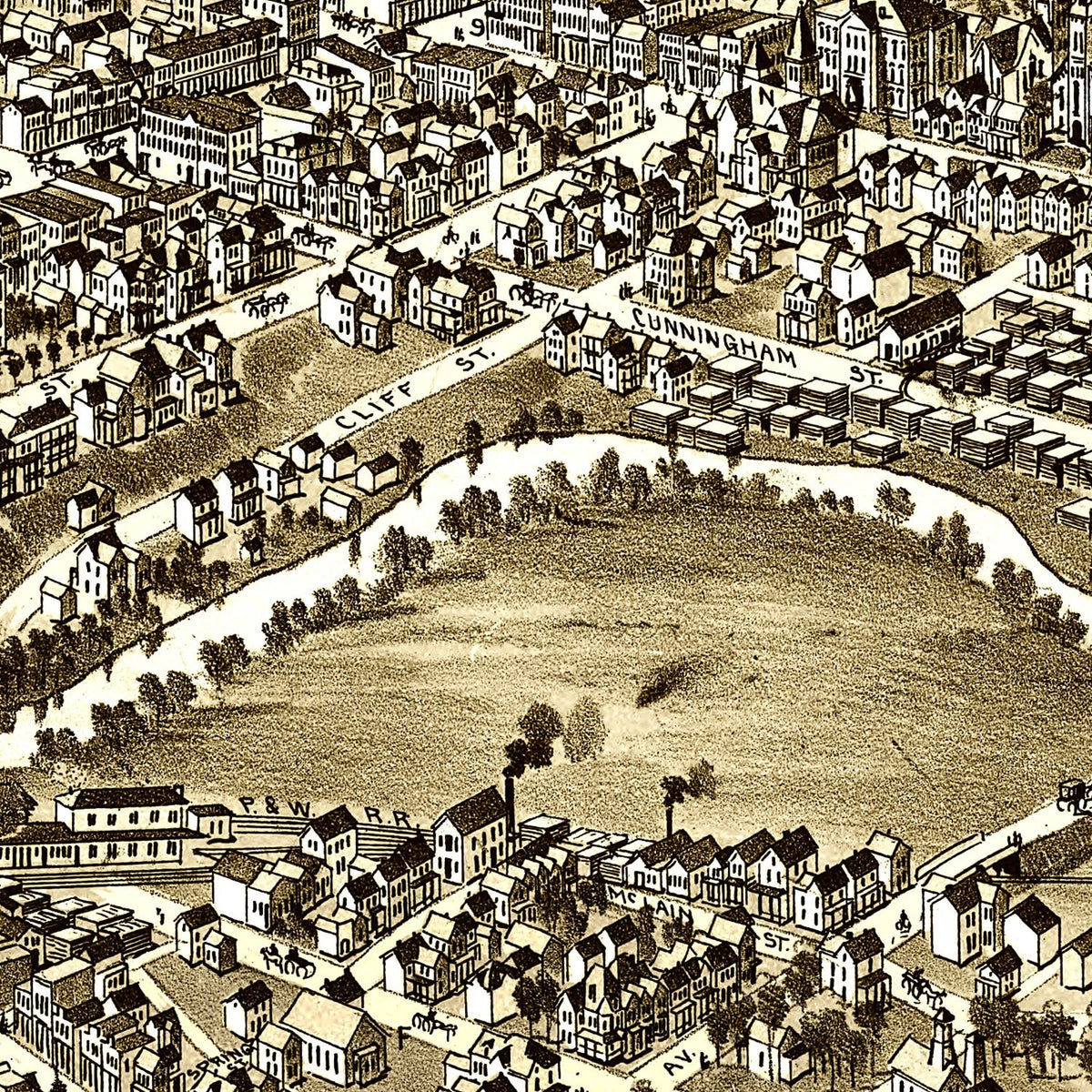 Restored historic details from the 1896 city map of Butler, Pennsylvania