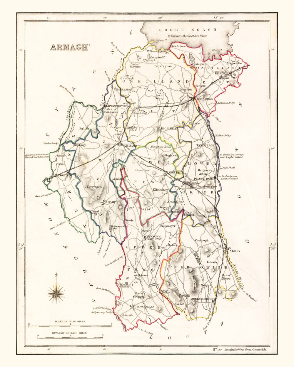 Vintage Map of Armagh County Ireland, 1846 print style example