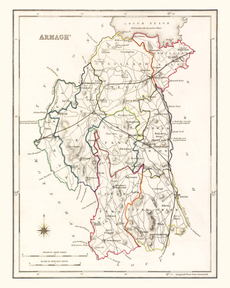 Size comparison using Vintage Map of Armagh County Ireland, 1846