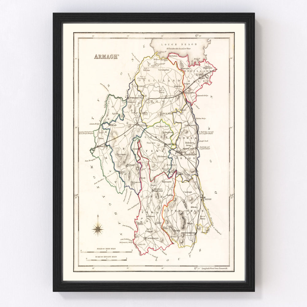 Armagh County Ireland Vintage Map 1846
