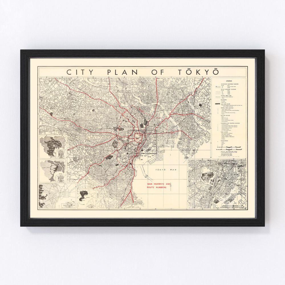 Tokyo Vintage Map 1945