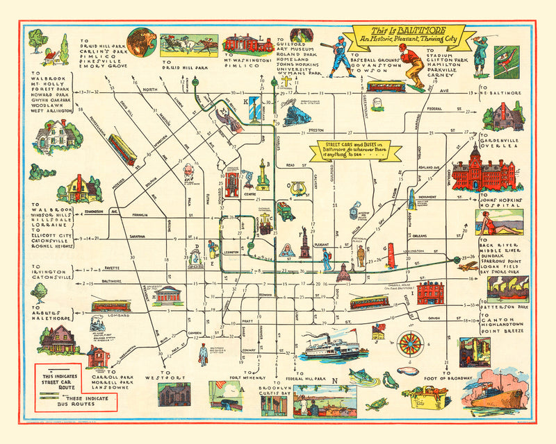 Size comparison using Vintage Map of Baltimore, Maryland 1929