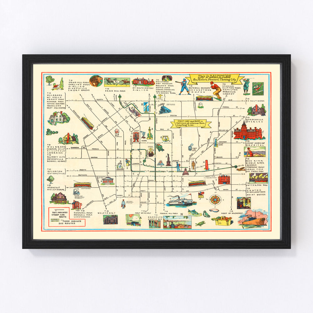 Baltimore Vintage Map 1929