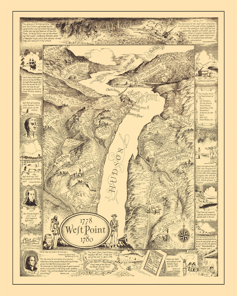 Vintage Map of West Point, 1943 print style example