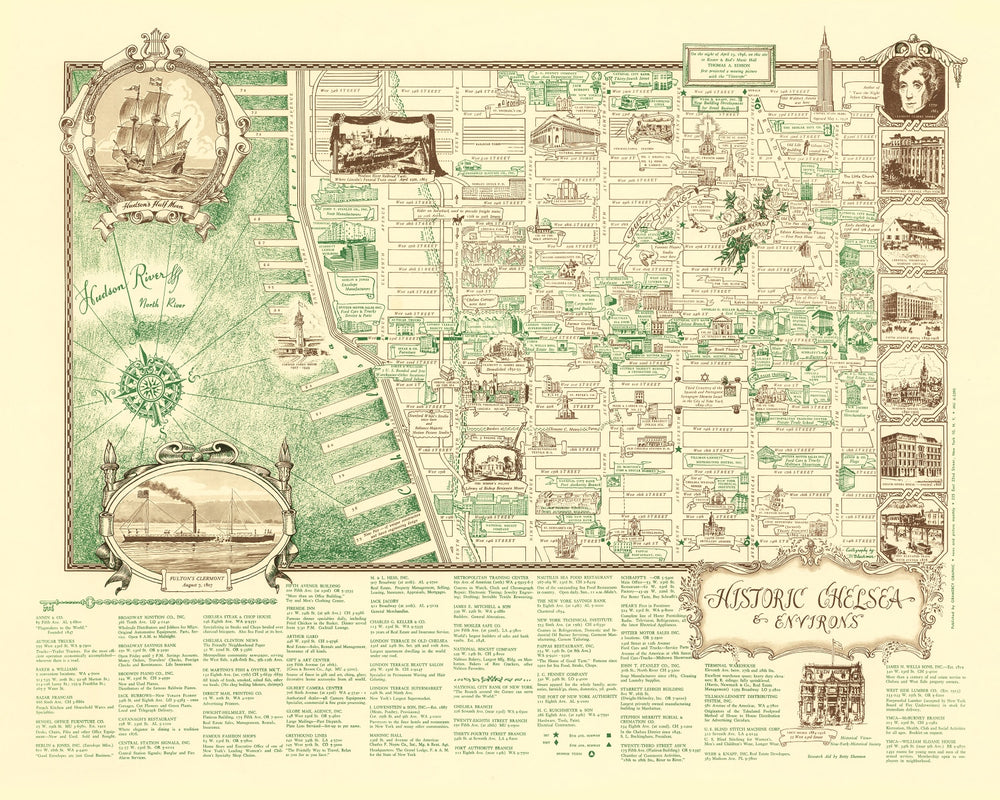 Vintage Map of New York, England 1939 print style example