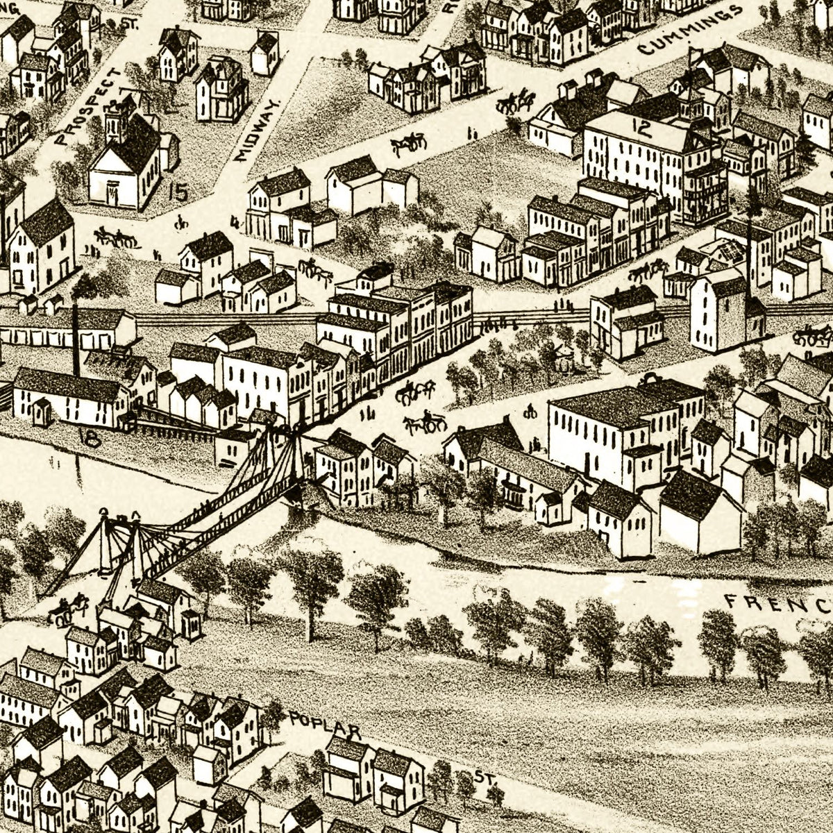 Restored historic details from the 1895 city map of Cambridgeboro, Pennsylvania