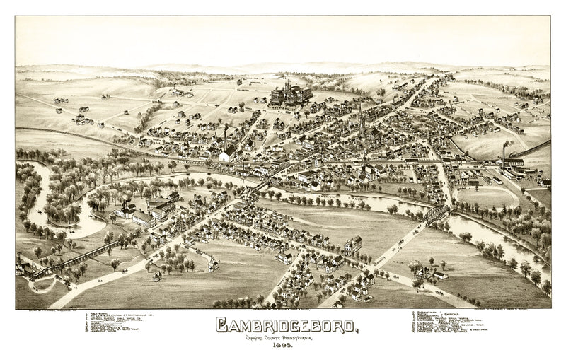 Size comparison using Vintage Map of Cambridgeboro, Pennsylvania 1895