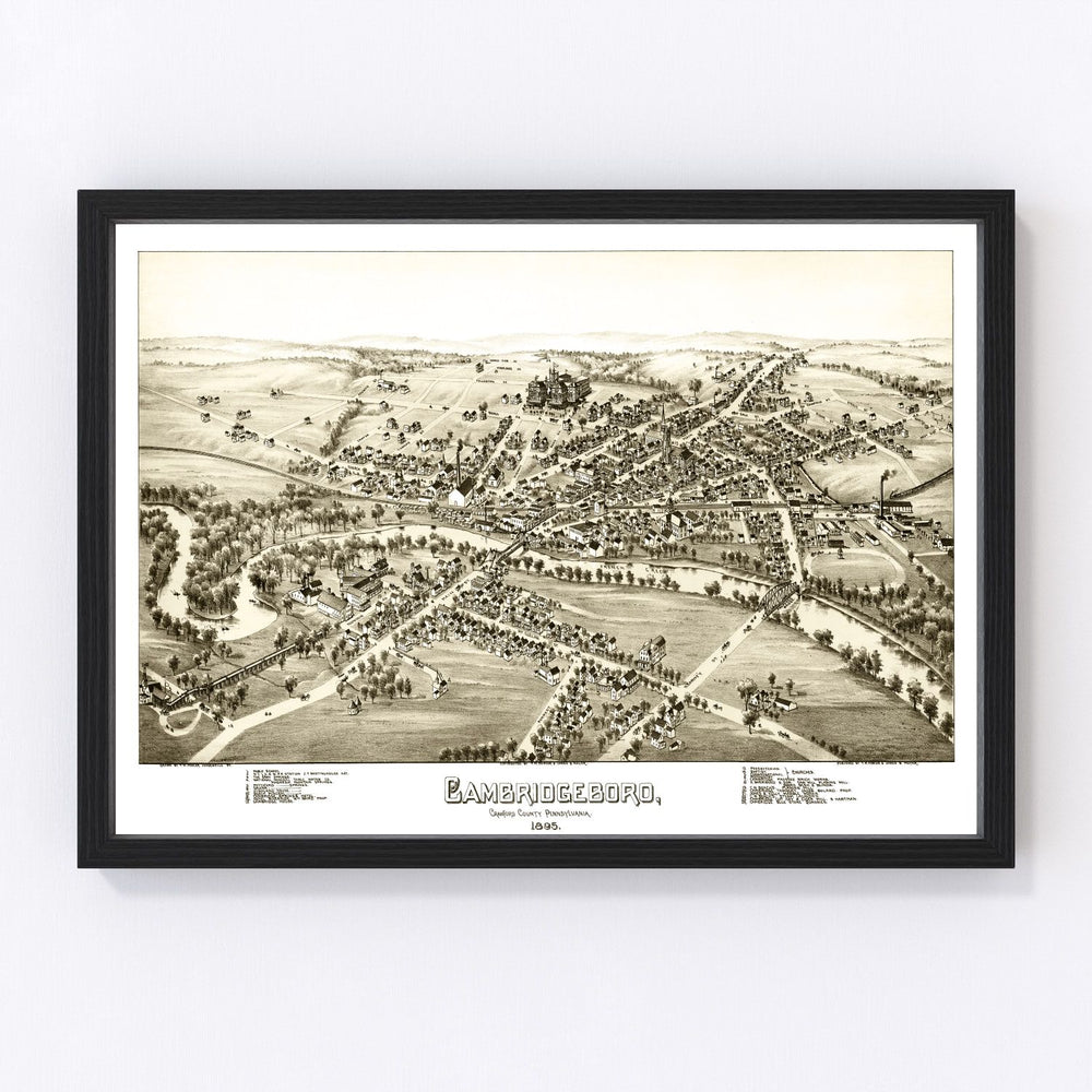Cambridgeboro Vintage Map 1895