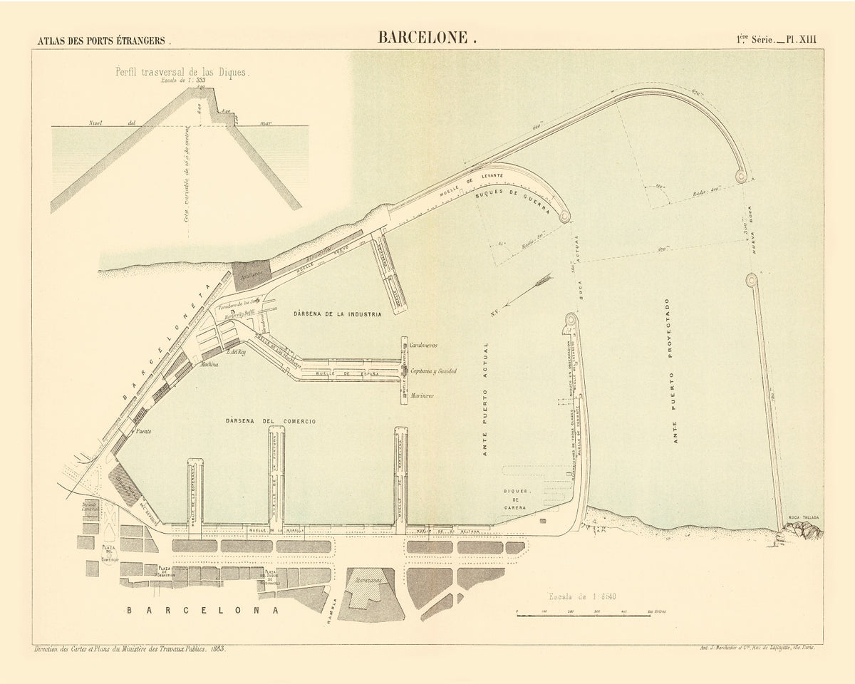 Preview of Vintage Map of Barcelona, Spain 1883