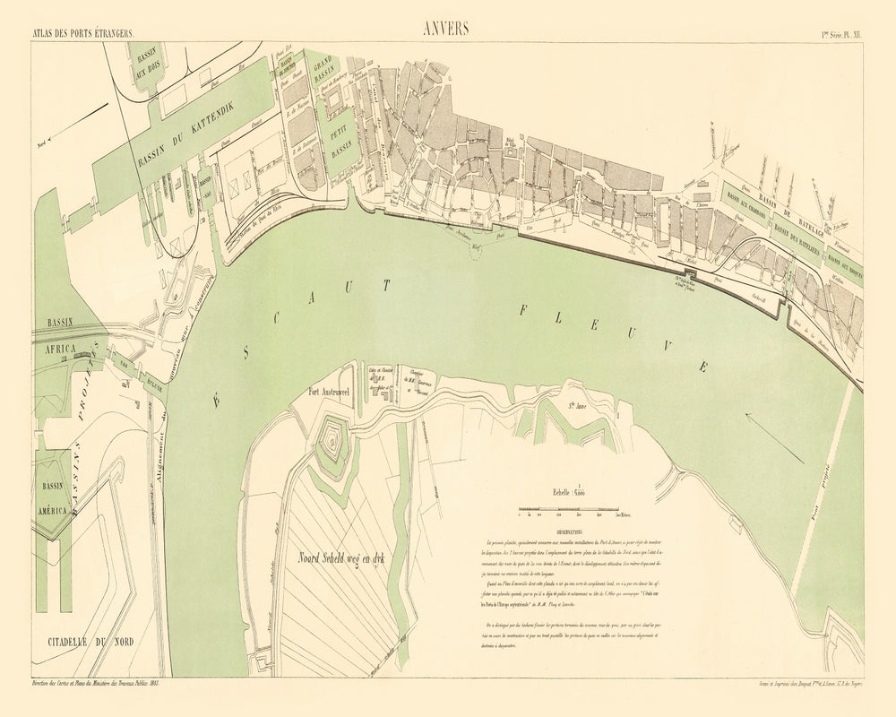 Vintage Map of Antwerp, Belgium 1883 print style example