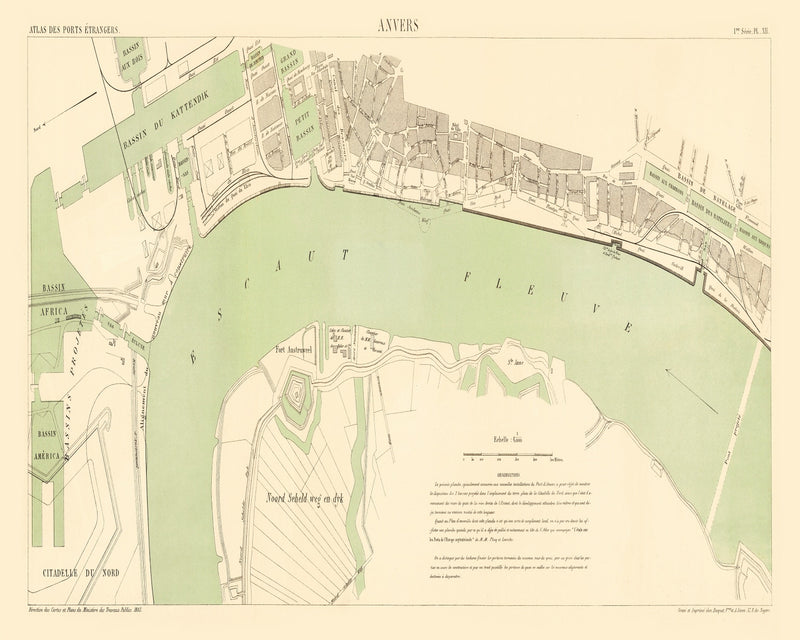 Size comparison using Vintage Map of Antwerp, Belgium 1883