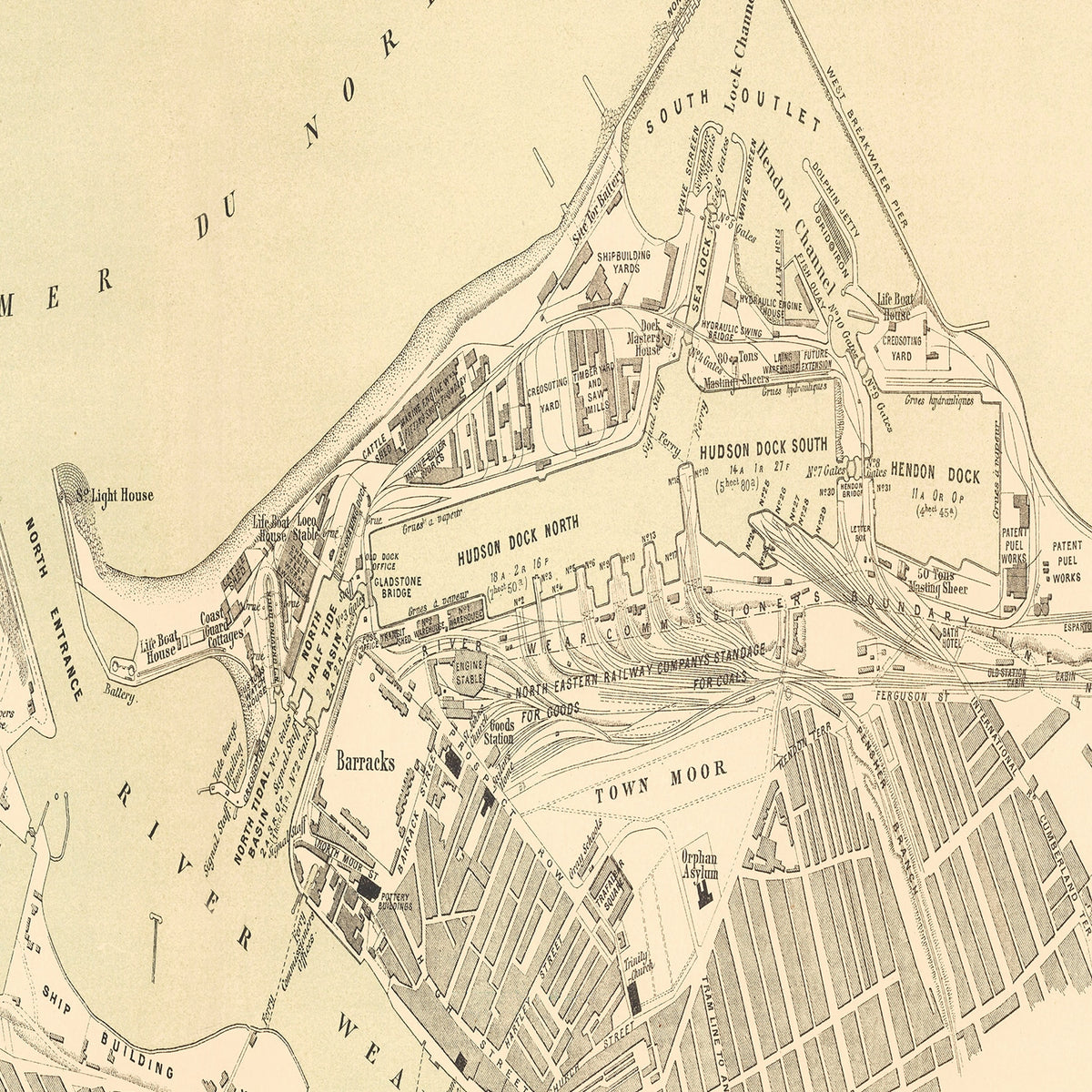 Restored historic details from the 1884 city map of Sunderland