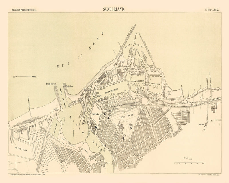 Size comparison using Vintage Map of Sunderland, England 1884