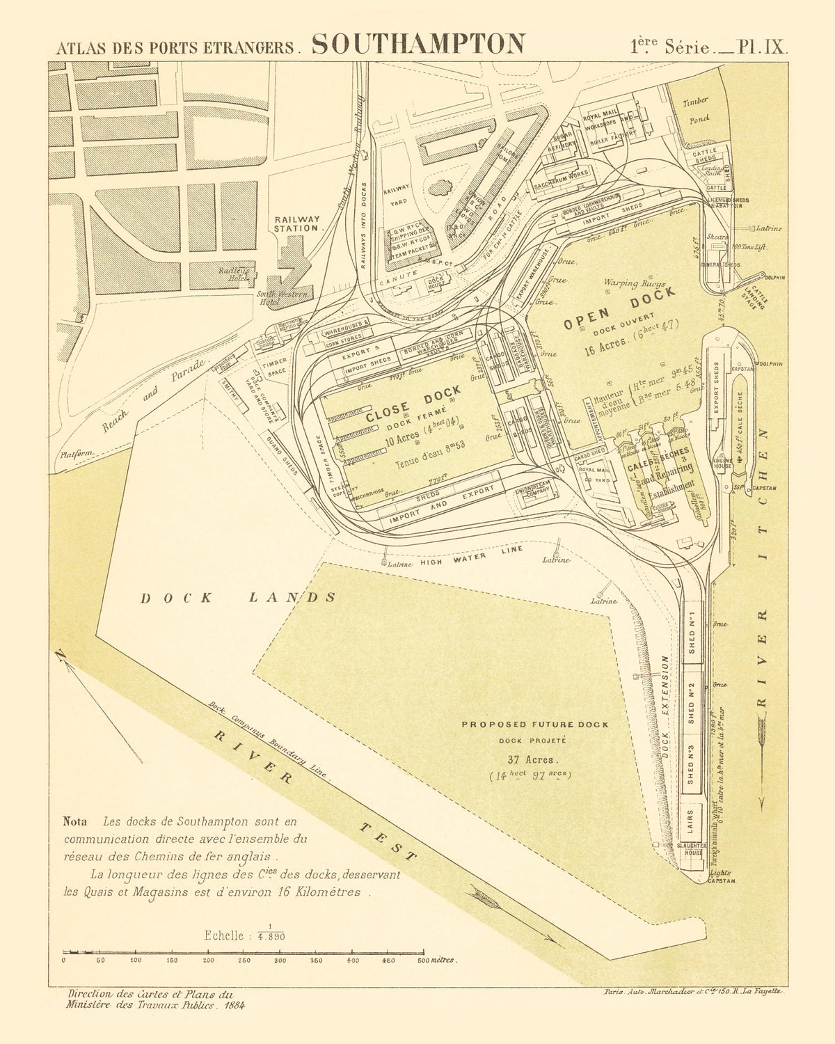 Preview of Vintage Map of Southampton, England 1884