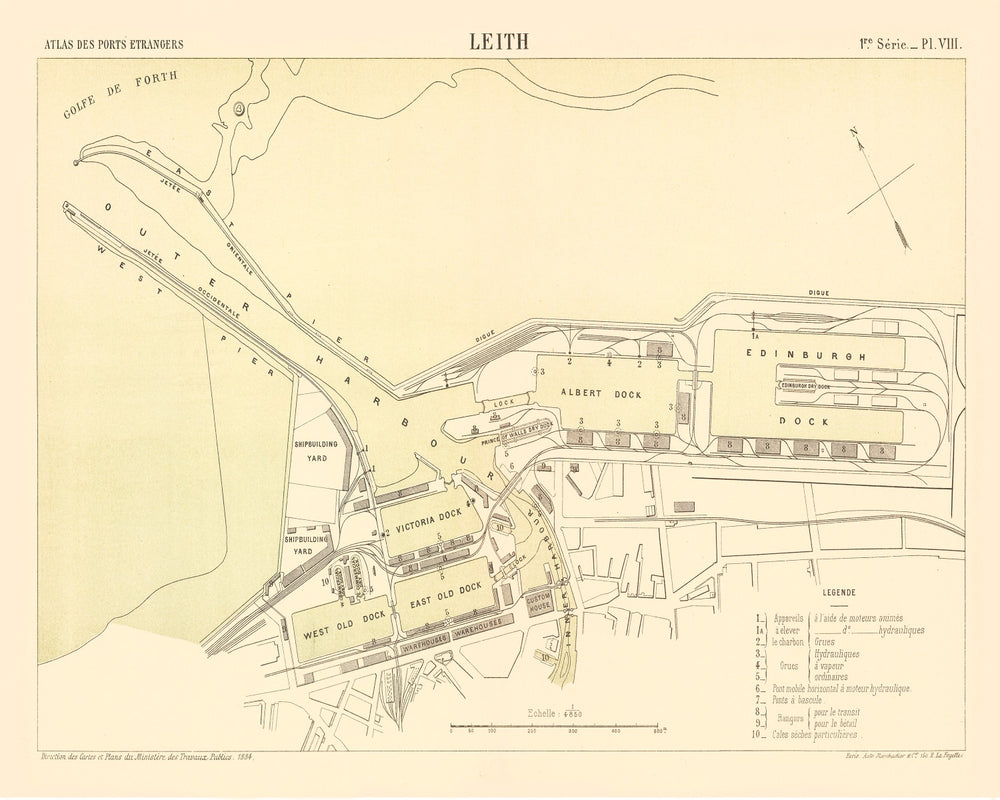 Vintage Map of Edinburgh, Scotland 1884 print style example