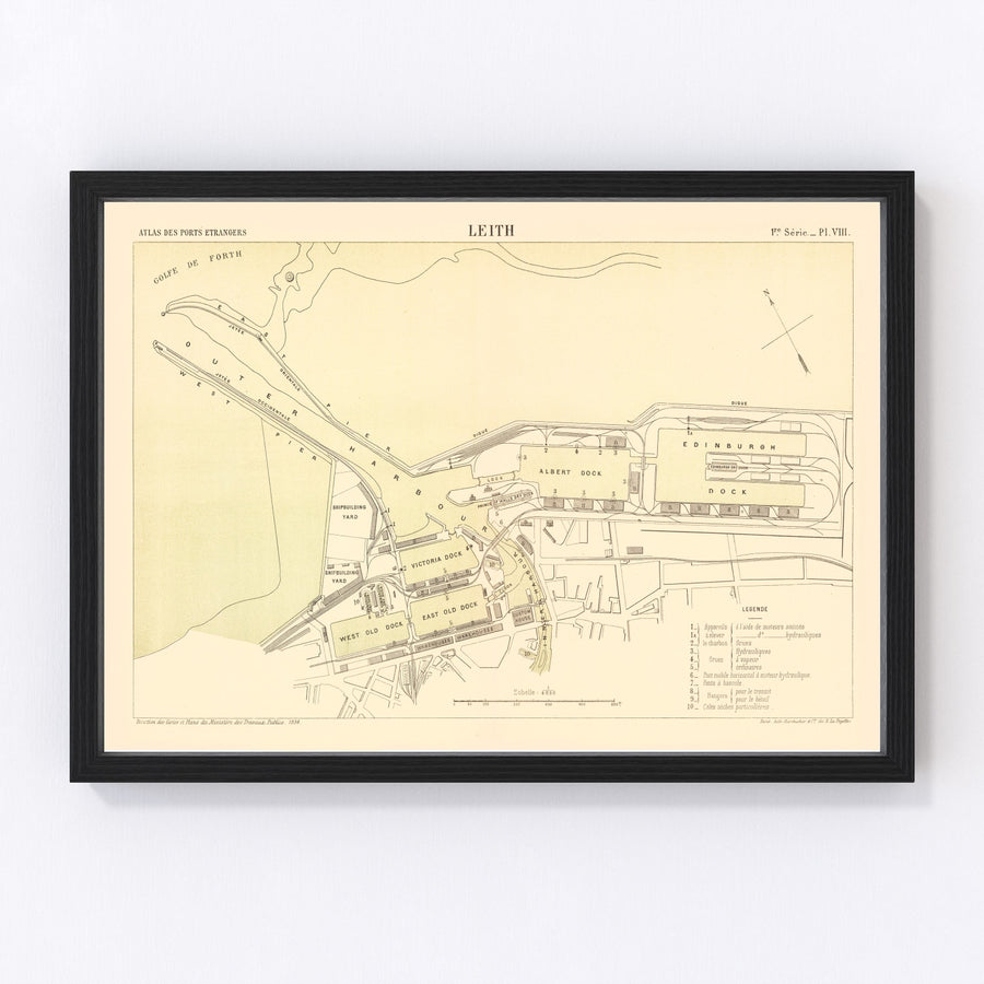 Vintage Map of Edinburgh, Scotland 1884