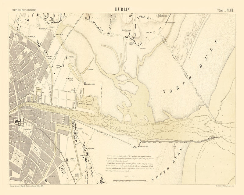 Size comparison using Vintage Map of Dublin, Ireland 1884