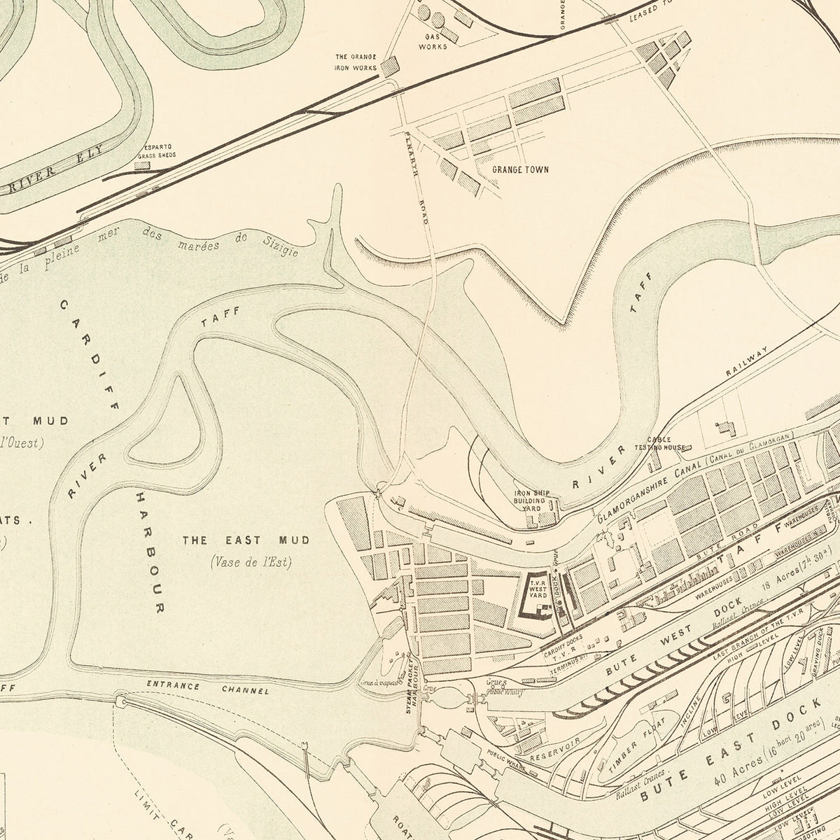 Restored historic details from the 1883 city map of Cardiff