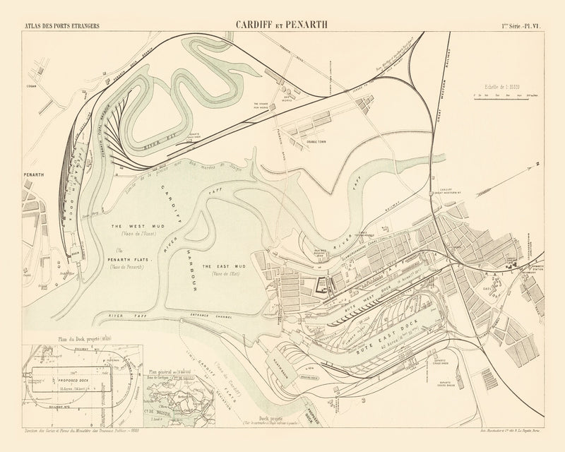 Size comparison using Vintage Map of Cardiff, England 1883