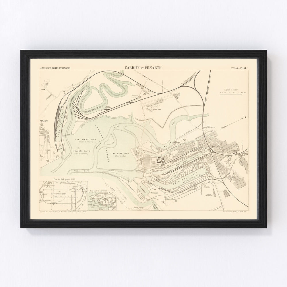 Cardiff Vintage Map 1883