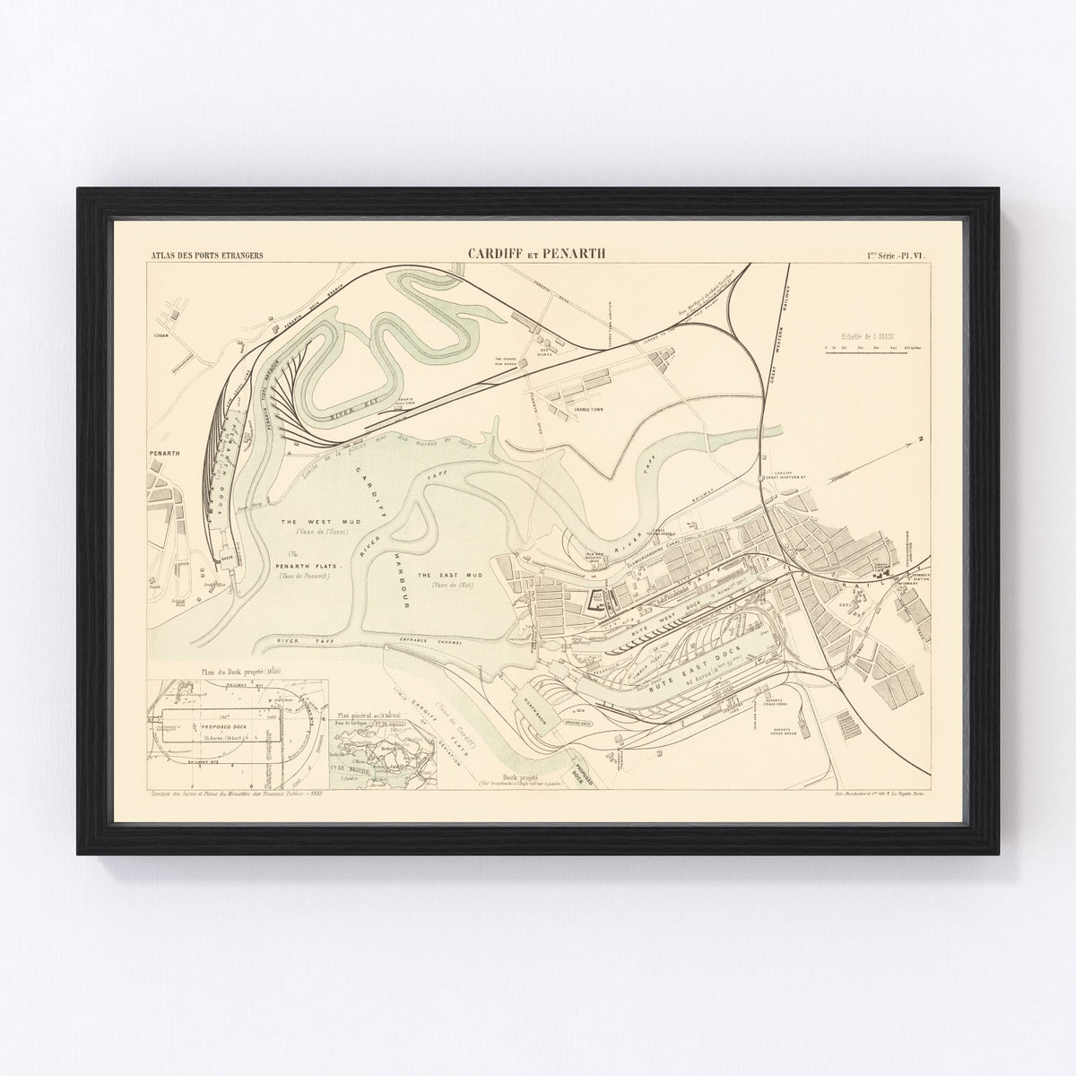 Cardiff Vintage Map 1883